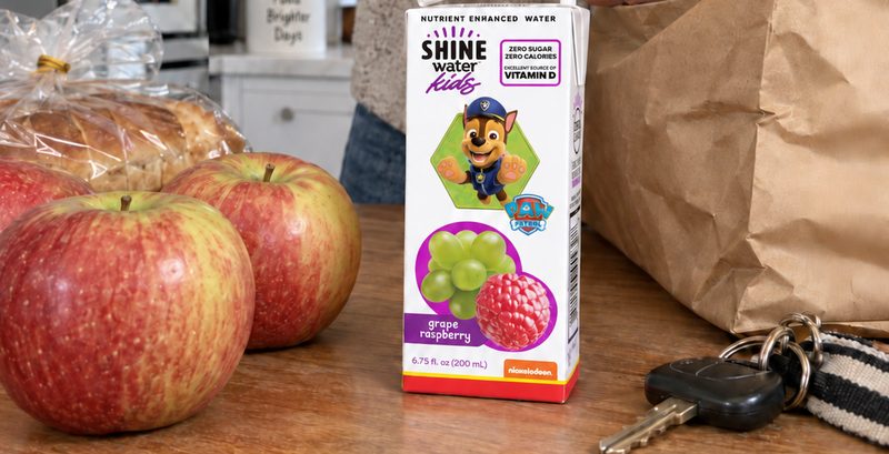 ShineWater Kids with groceries on a kitchen counter