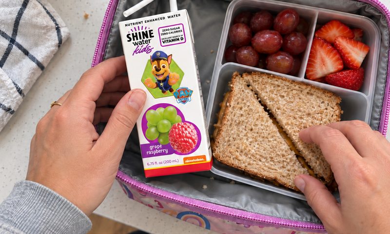 ShineWater Kids packed in a lunchbox