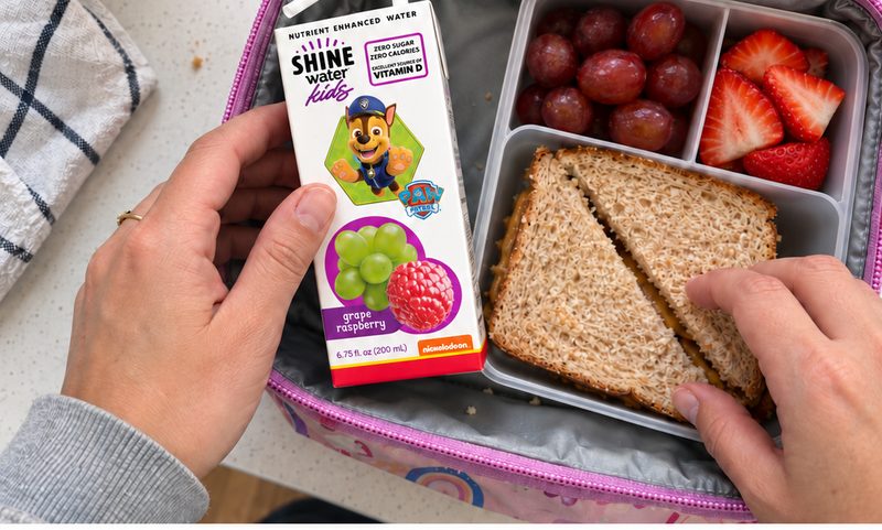 ShineWater Kids packed in a lunchbox