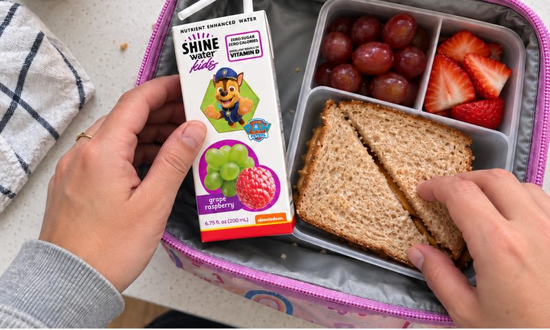 ShineWater Kids packed in a lunchbox