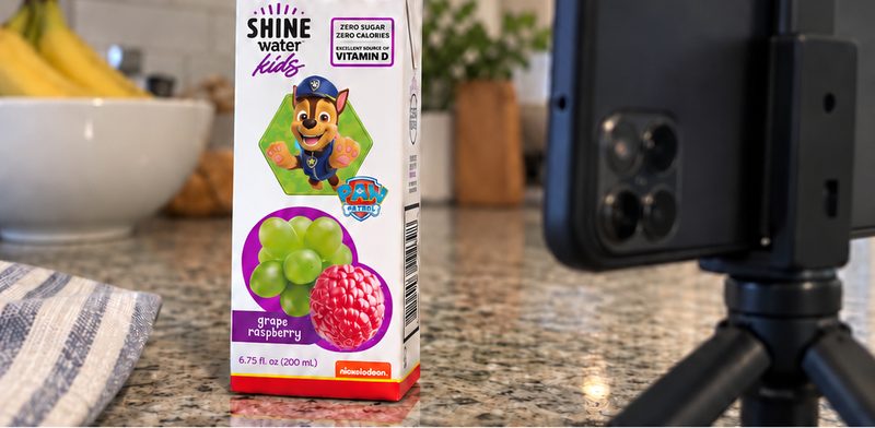 Filming a ShineWater Kids carton inside Meijer