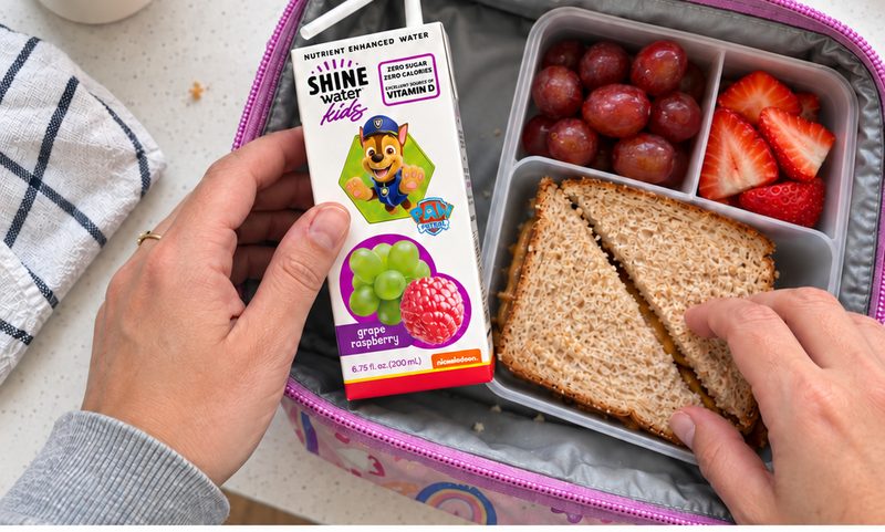 ShineWater Kids packed in a lunchbox