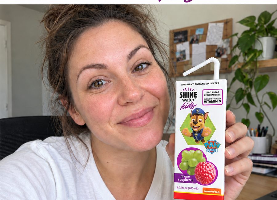 Parent creator holding a ShineWater Kids carton