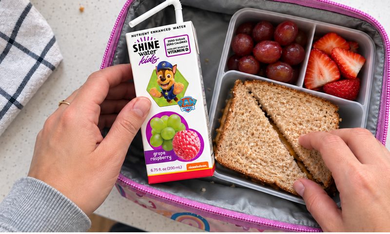 ShineWater Kids packed in a lunchbox