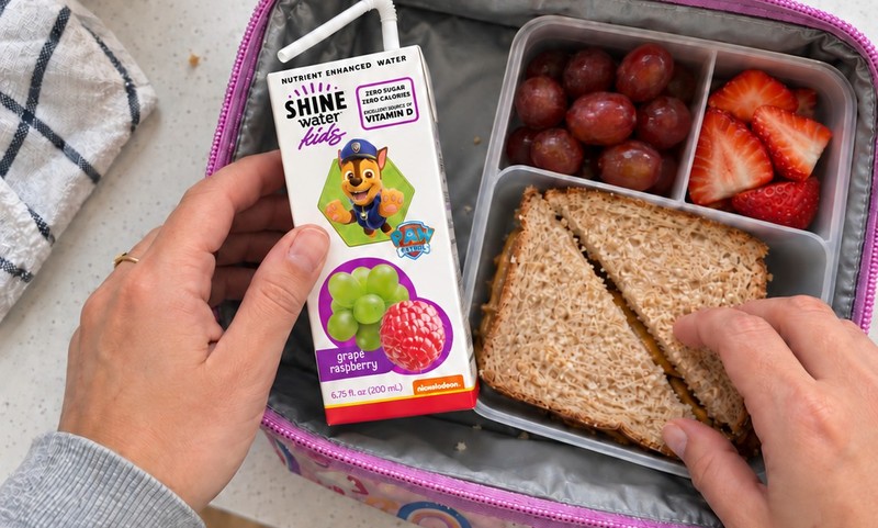 ShineWater Kids packed in a lunchbox